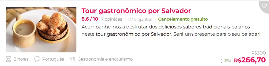 Tour gastronômico em Salvador